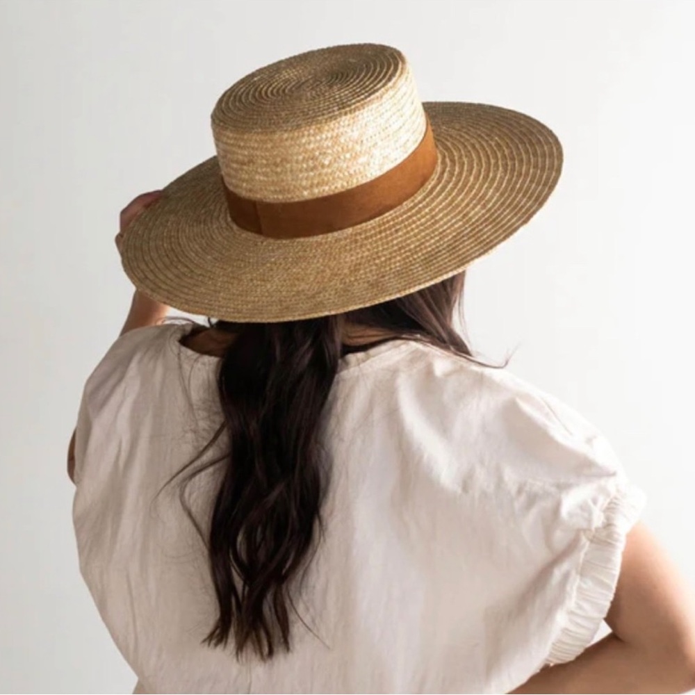 GIGI PIP Straw Boater Hat with Brown Band